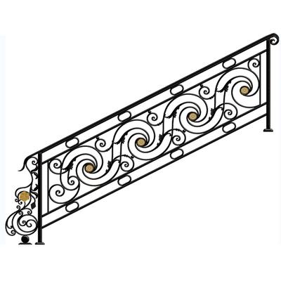 Wrought iron banisters and railings with starting column S-R-0007|LONGBON